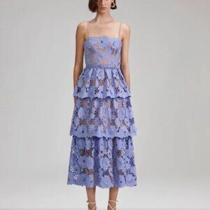 Self-Portrait Lilac Lace Midi Dress